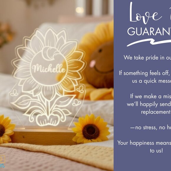 Personalized Flower Night Light – Custom LED Lamp for Nature Lovers - Picture 6 of 8